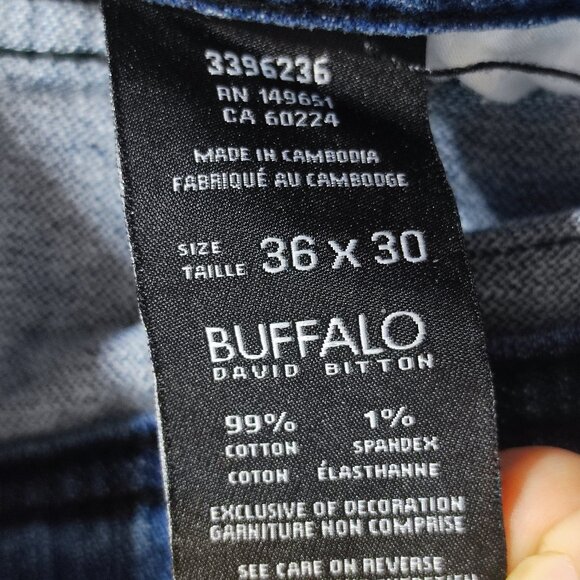 Buffalo Jeans men's size 36X30 hard washed blue Jack-X slim straight stretch - Picture 7 of 14